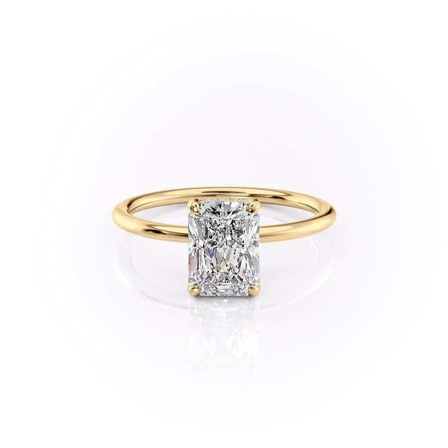 Radiant Cut Lab Diamond Ring, Hidden Halo Design