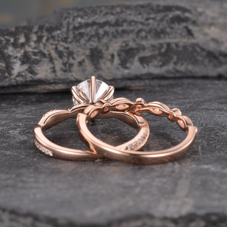 Round Cut Lab Diamond Bridal Ring Set