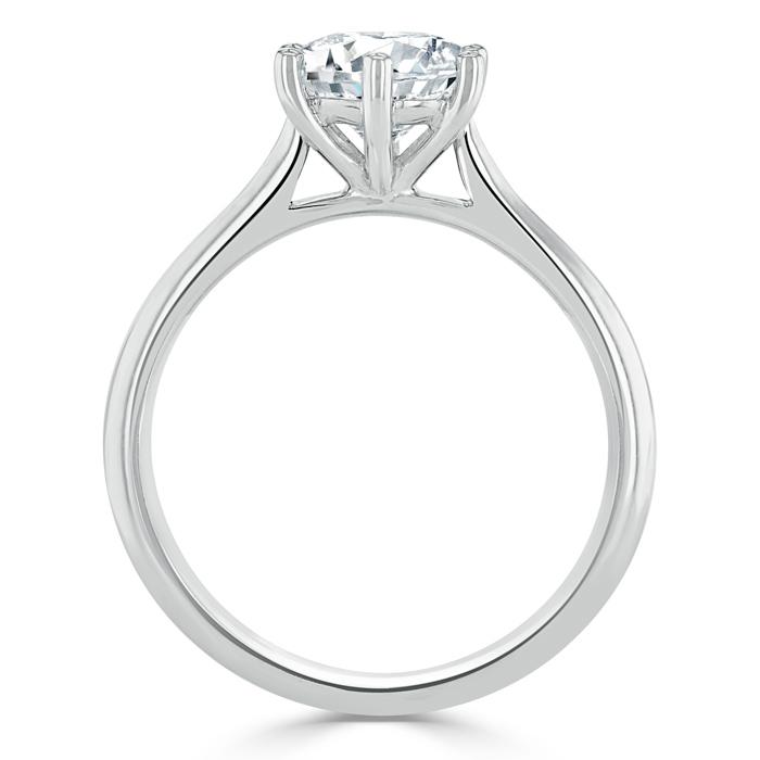 Round Cut Lab Diamond Engagement Ring, Classic Six Claw
