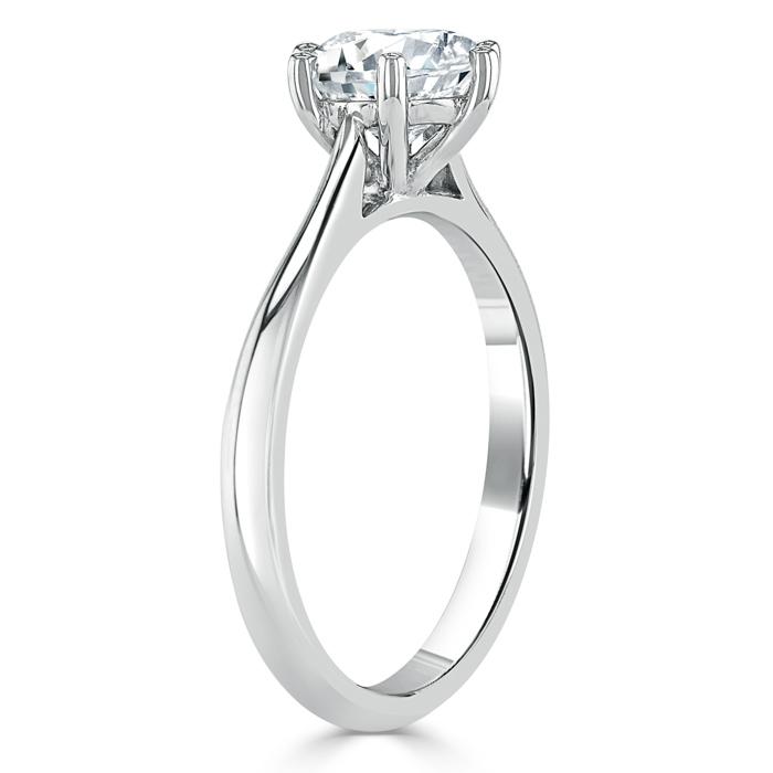 Round Cut Lab Diamond Engagement Ring, Classic Six Claw