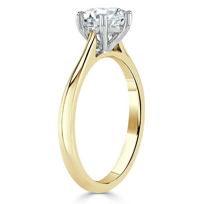 Round Cut Lab Diamond Engagement Ring, Classic Six Claw