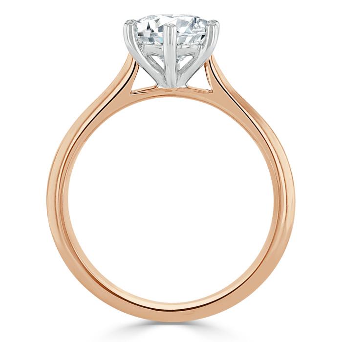 Round Cut Lab Diamond Engagement Ring, Classic Six Claw