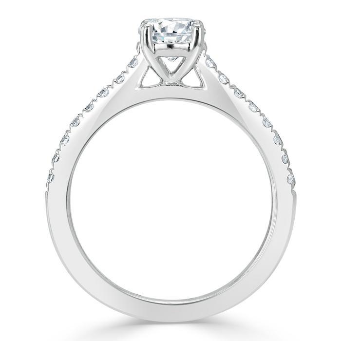 Round Cut Lab Diamond Engagement Ring, Classic Style