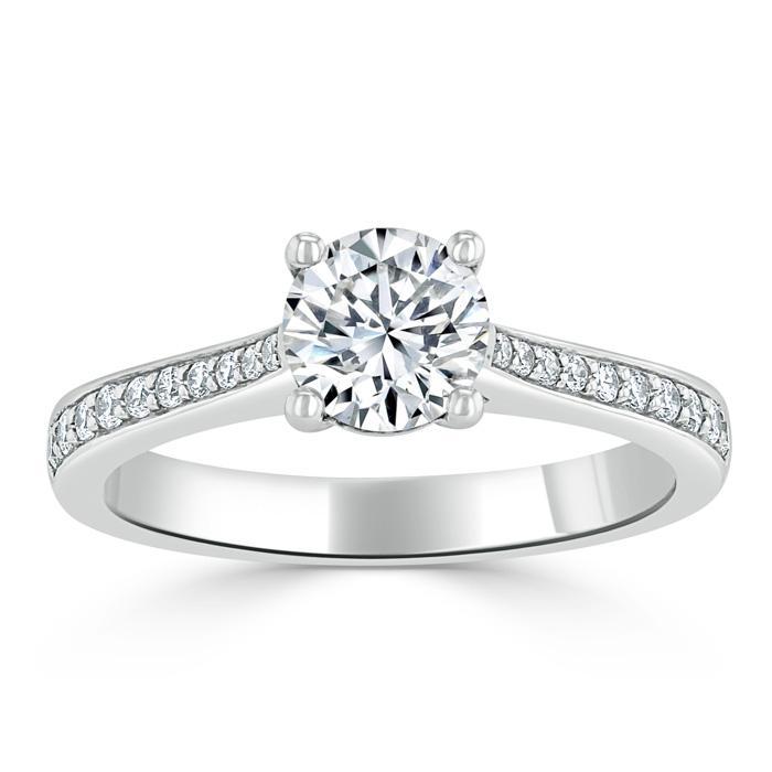 Round Cut Lab Diamond Engagement Ring, Classic Style