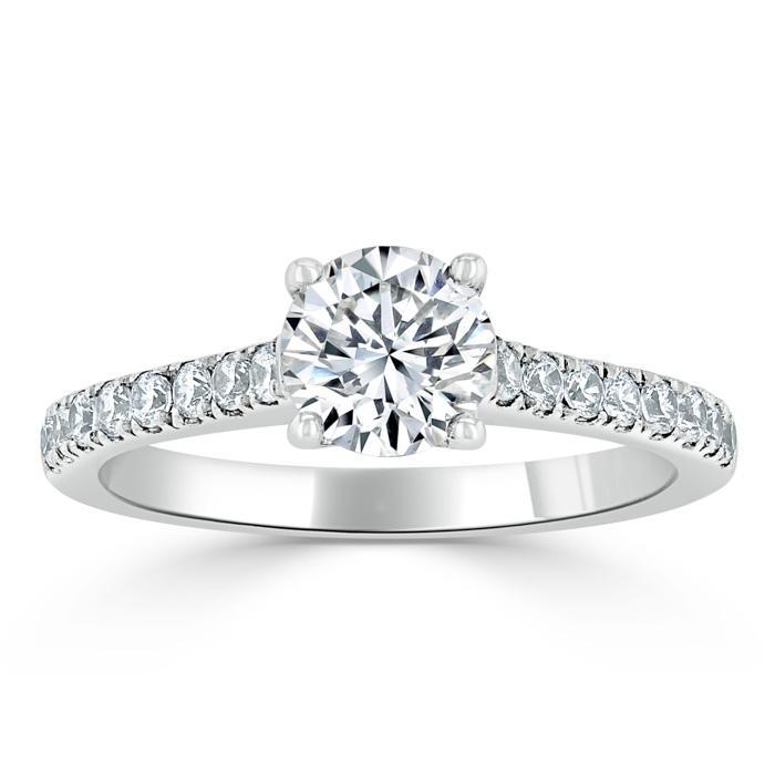 Round Cut Lab Diamond Engagement Ring, Classic Style