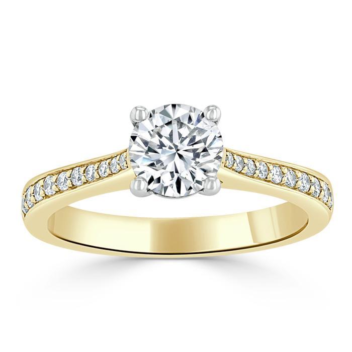 Round Cut Lab Diamond Engagement Ring, Classic Style