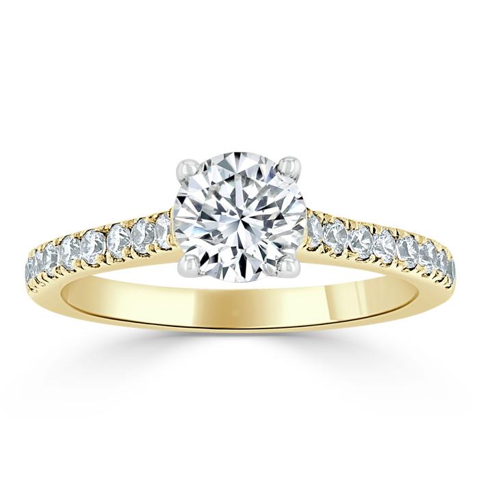 Round Cut Lab Diamond Engagement Ring, Classic Style