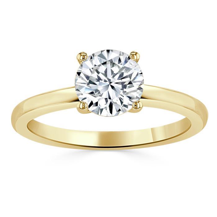 Round Cut Lab Diamond Engagement Ring, Classic Style