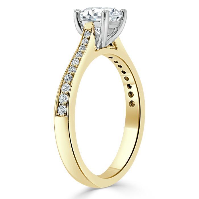 Round Cut Lab Diamond Engagement Ring, Classic Style