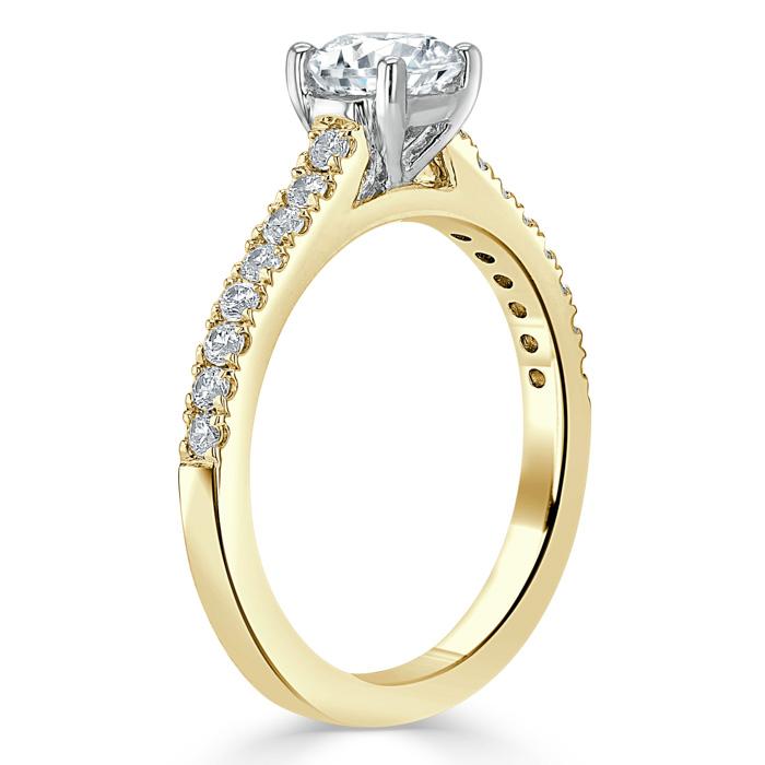Round Cut Lab Diamond Engagement Ring, Classic Style