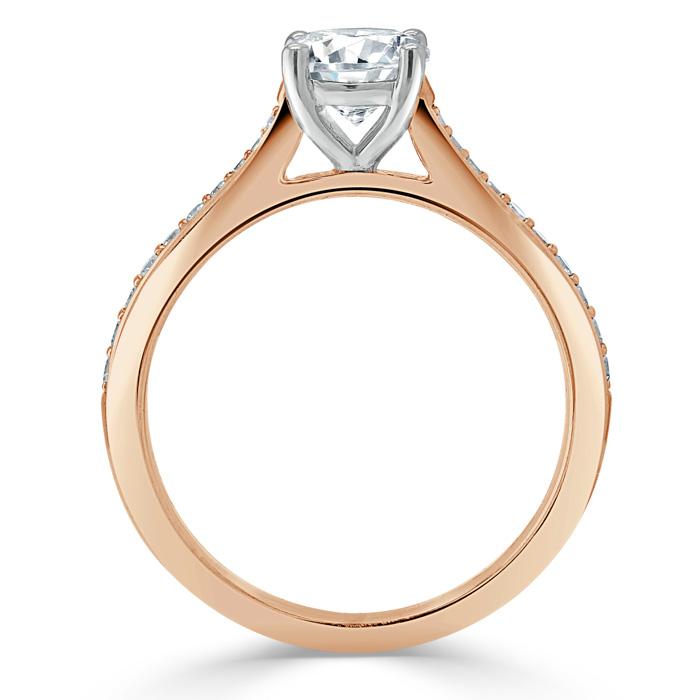 Round Cut Lab Diamond Engagement Ring, Classic Style