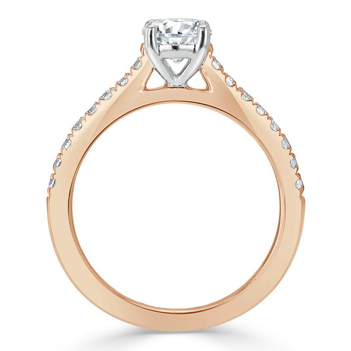 Round Cut Lab Diamond Engagement Ring, Classic Style