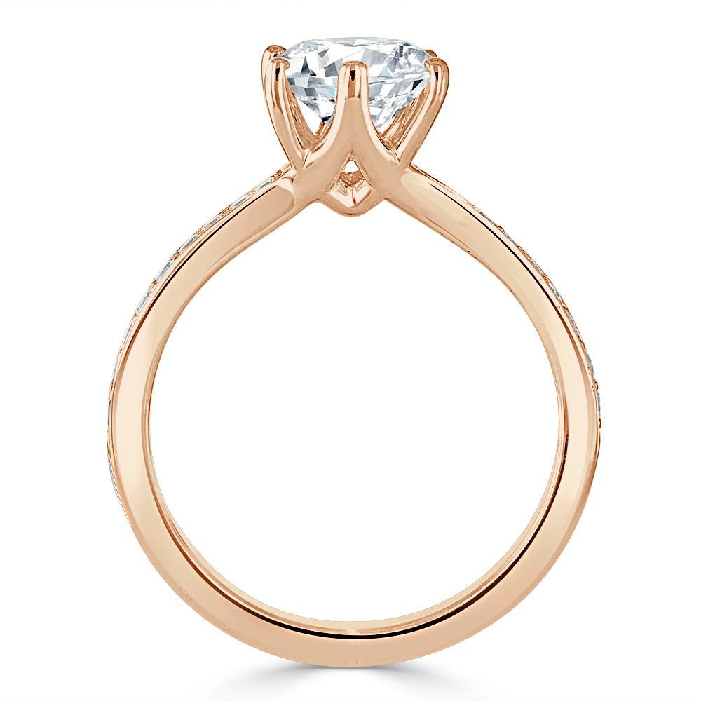 Round Cut Lab Diamond Engagement Ring, Classic Tiffany Style