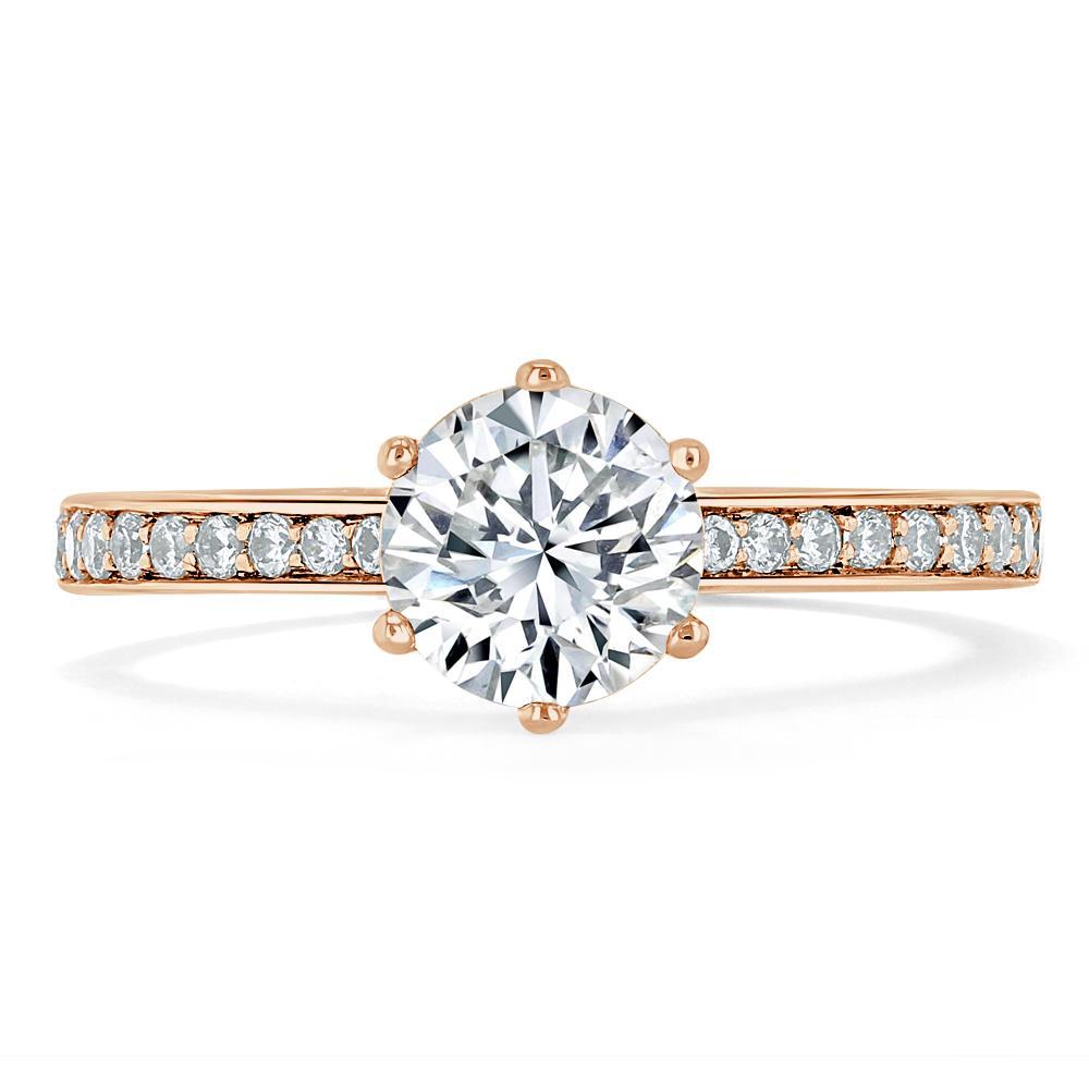 Round Cut Lab Diamond Engagement Ring, Classic Tiffany Style