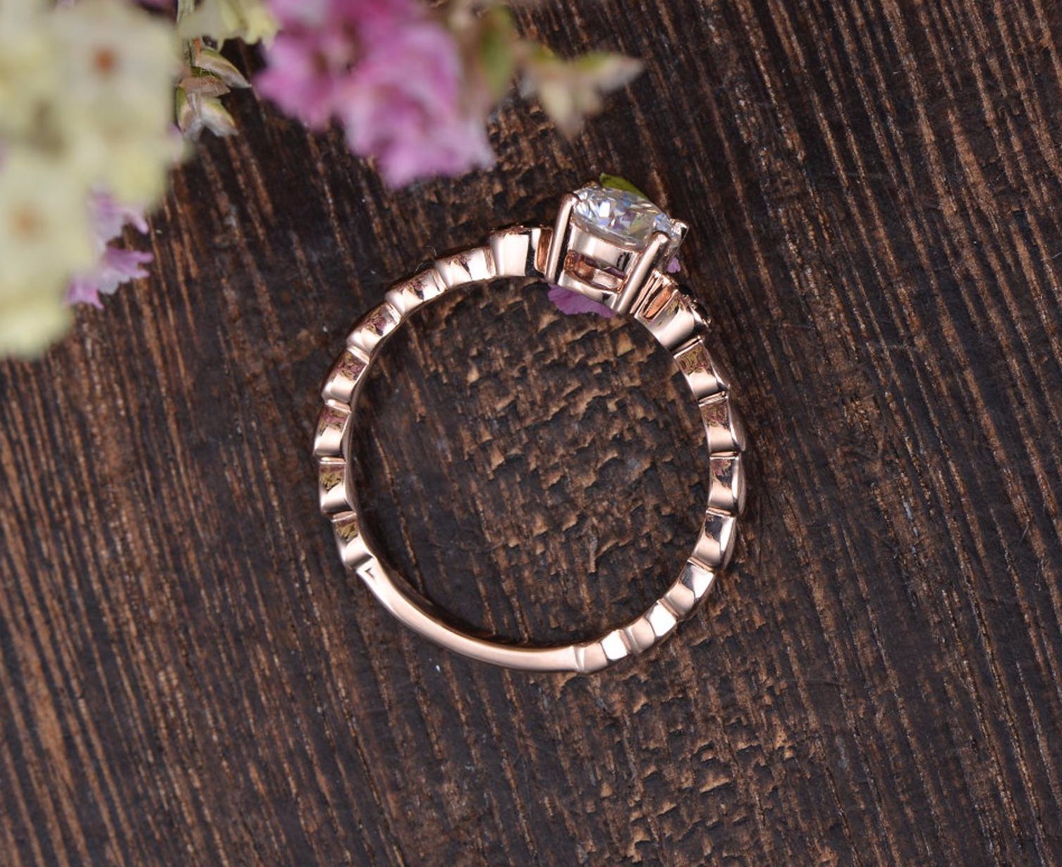 Round Cut Lab Diamond Engagement Ring, Vintage Design