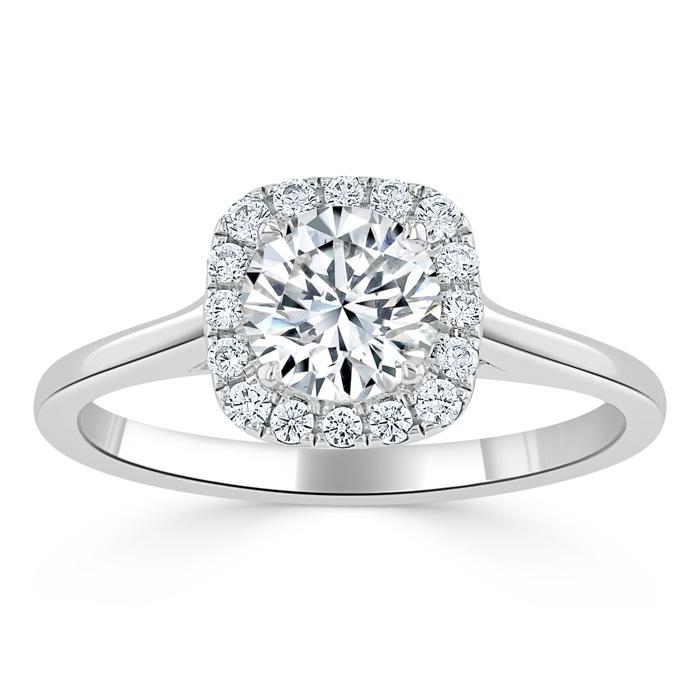 Round Cut Lab Diamond Halo Engagement Ring