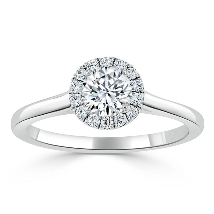 Round Cut Lab Diamond Halo Engagement Ring