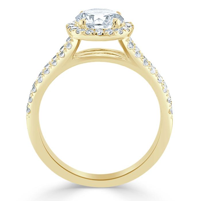 Round Cut Lab Diamond Halo Engagement Ring, Tiffany Style