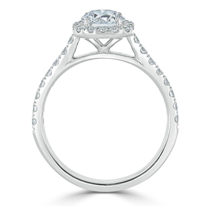 Round Cut Lab Diamond Halo Engagement Ring, Tiffany Style