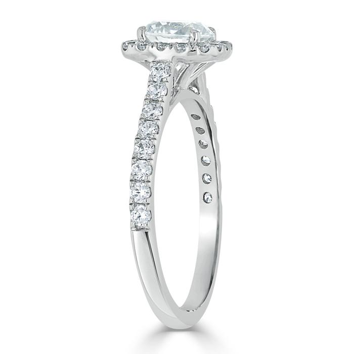 Round Cut Lab Diamond Halo Engagement Ring, Tiffany Style