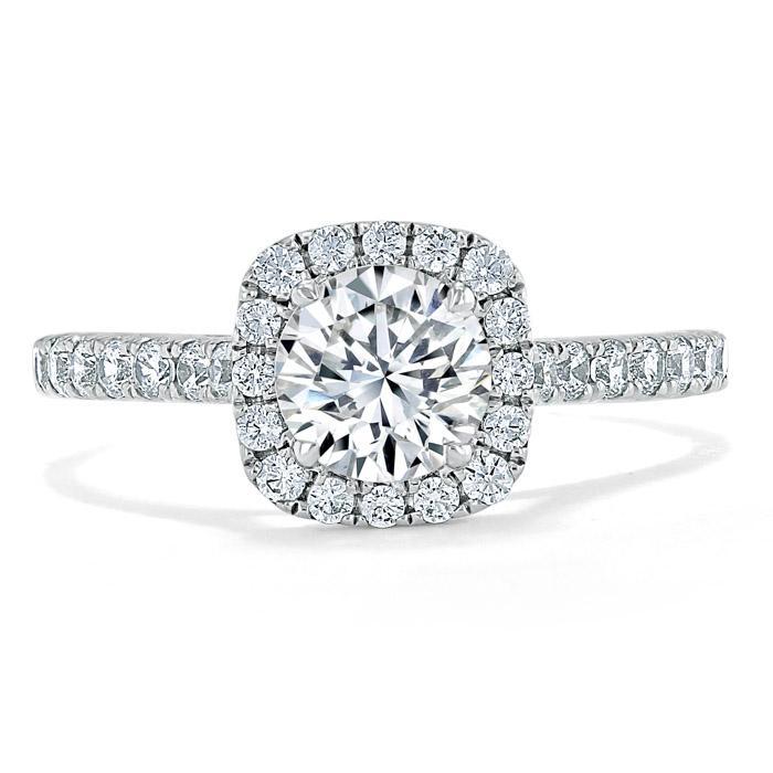 Round Cut Lab Diamond Halo Engagement Ring, Tiffany Style