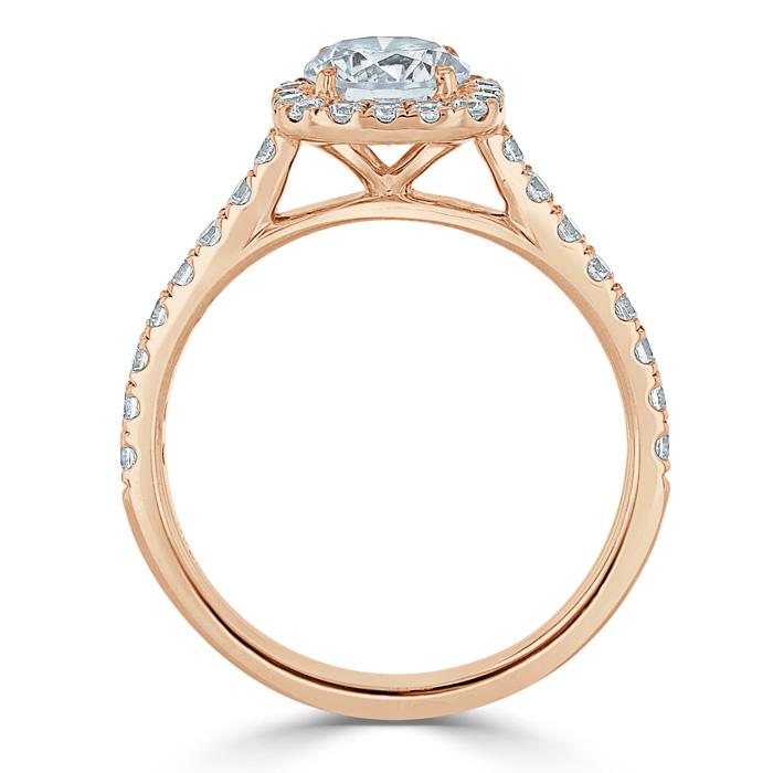 Round Cut Lab Diamond Halo Engagement Ring, Tiffany Style