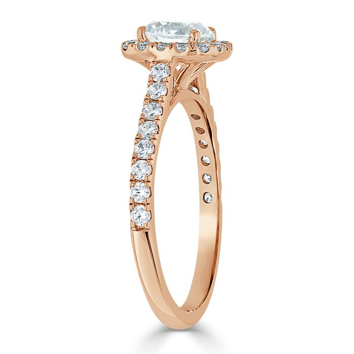 Round Cut Lab Diamond Halo Engagement Ring, Tiffany Style