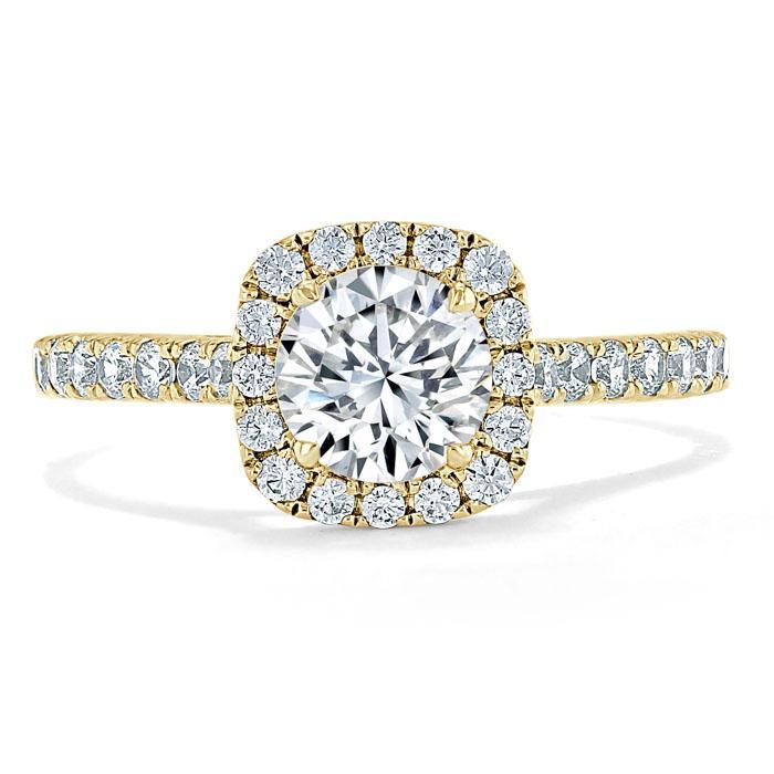 Round Cut Lab Diamond Halo Engagement Ring, Tiffany Style