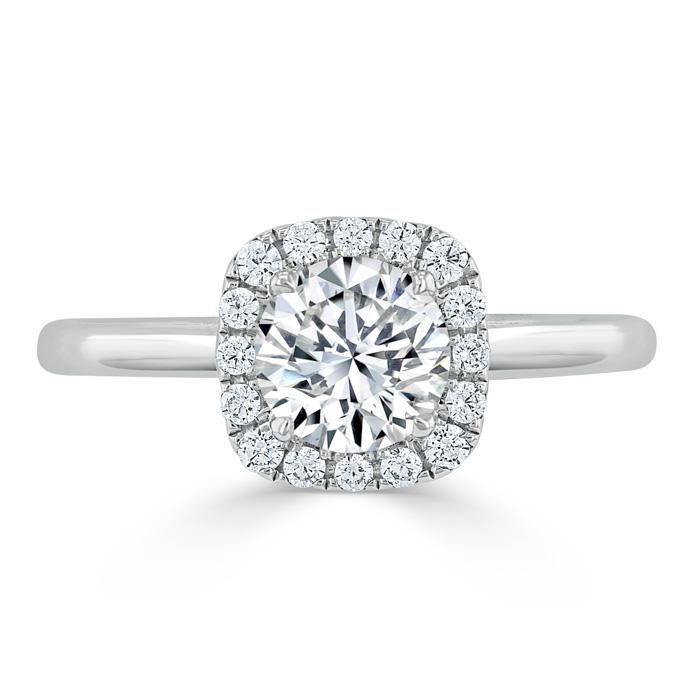 Round Cut Lab Diamond Halo Engagement Ring