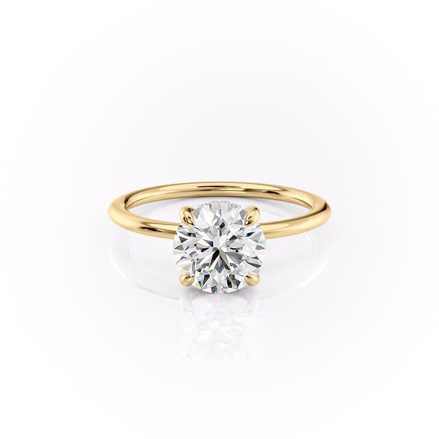 Round Cut Lab Diamond, Plain Band & Hidden Halo
