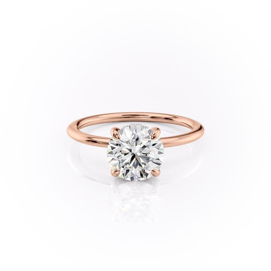 Round Cut Lab Diamond, Plain Band & Hidden Halo