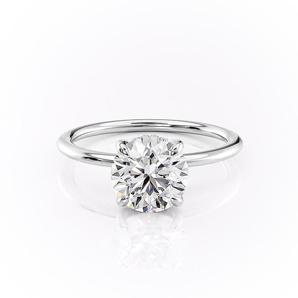 Round Cut Lab Diamond, Plain Band & Hidden Halo