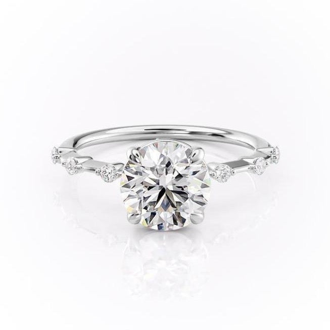 Round Cut Lab Diamond Ring - Delicate Vintage Style