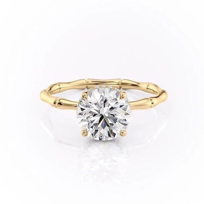 Round Cut Lab Diamond Ring With Hidden Halo