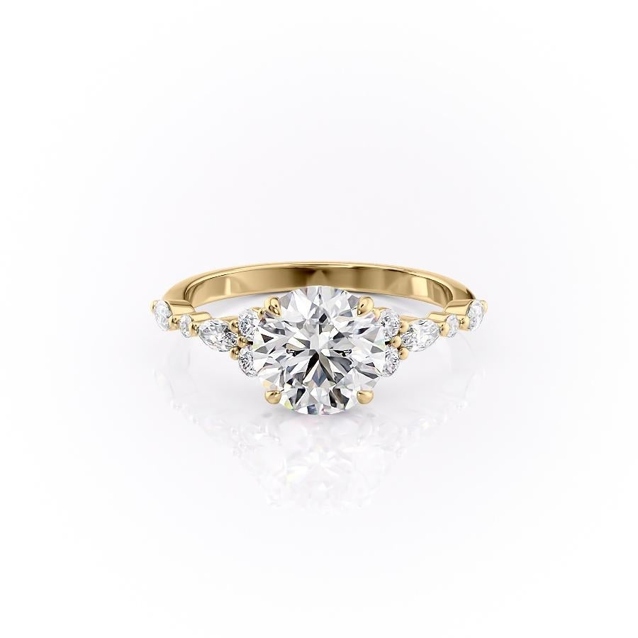 Round Cut Lab Diamond Shoulder Set Ring Vintage Design