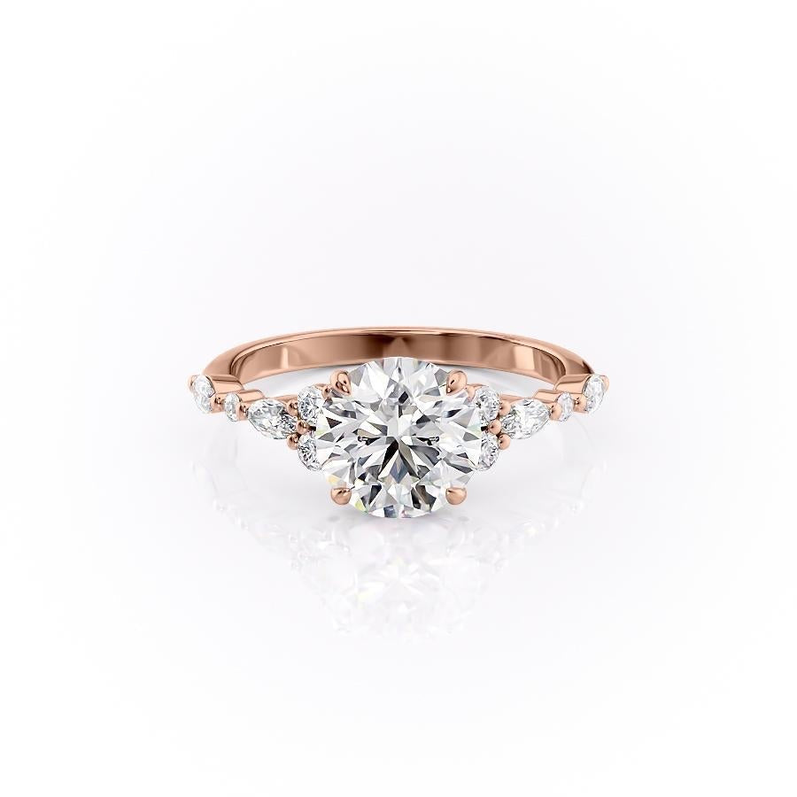 Round Cut Lab Diamond Shoulder Set Ring Vintage Design