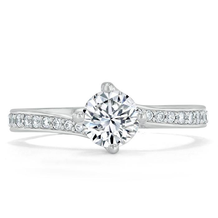 Round Cut Lab Diamond Twist Engagement Ring, Classic Style