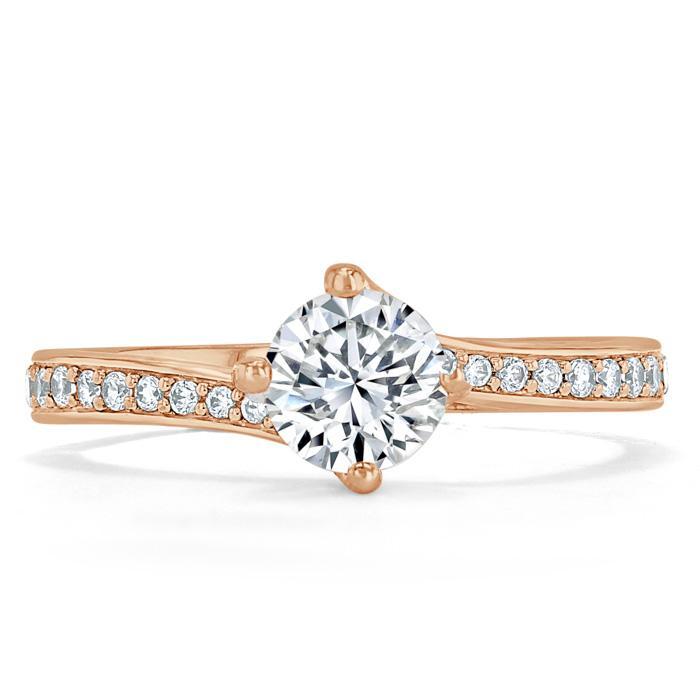 Round Cut Lab Diamond Twist Engagement Ring, Classic Style