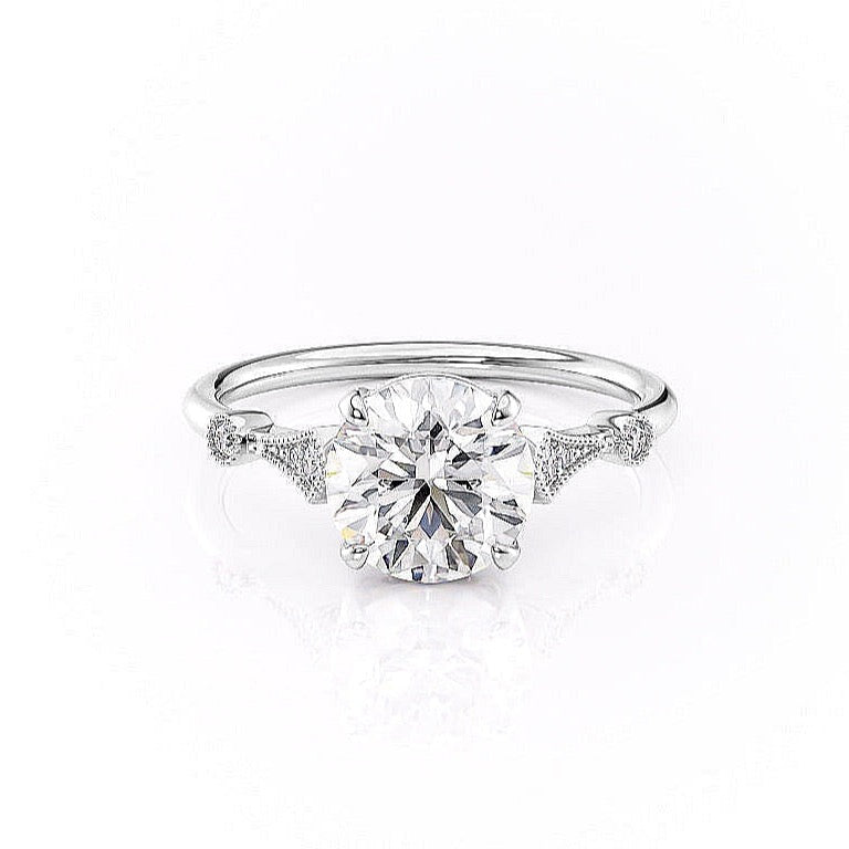 Round Cut Lab Diamond Vintage Design