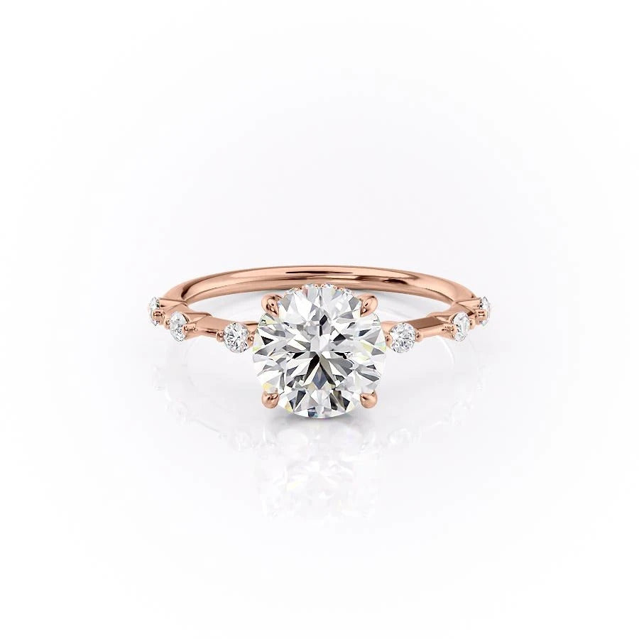 Round Cut Lab Diamond With Stone Set Shoulders