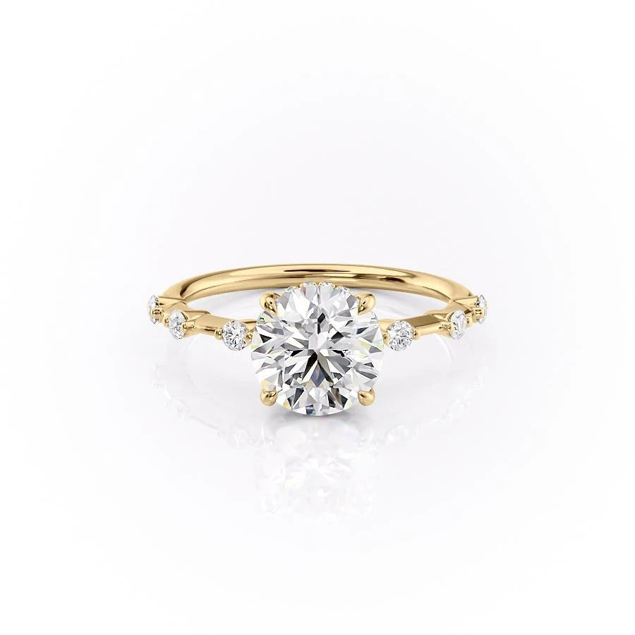 Round Cut Lab Diamond With Stone Set Shoulders