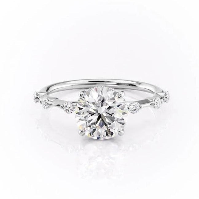 Round Cut Lab Diamond With Stone Set Shoulders