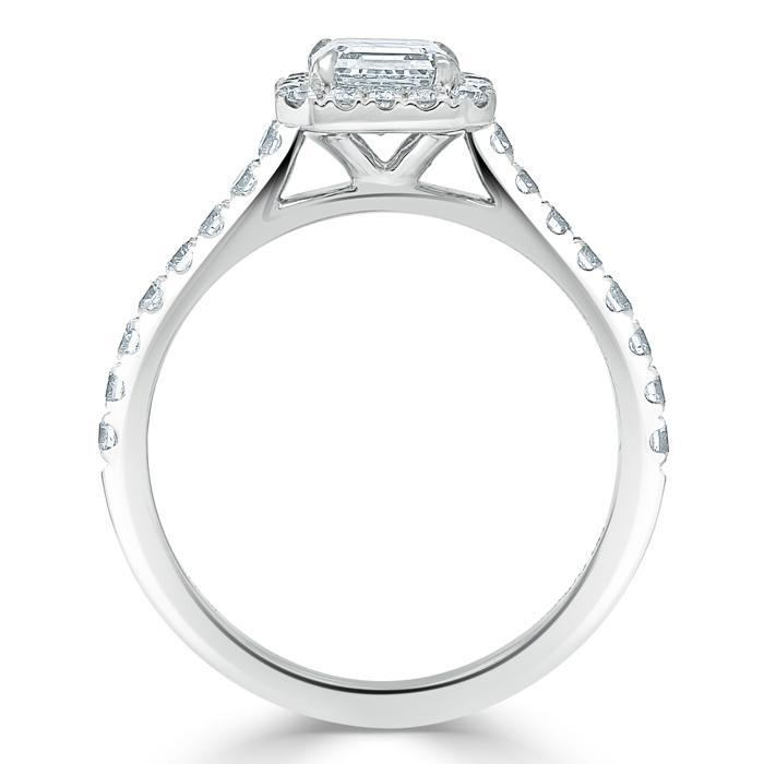 Asscher Cut Lab Diamond Engagement Ring, Classic Halo