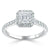 Asscher Cut Lab Diamond Engagement Ring, Classic Halo