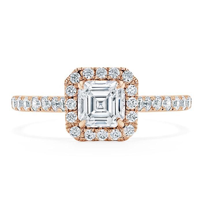 Asscher Cut Lab Diamond Engagement Ring, Classic Halo