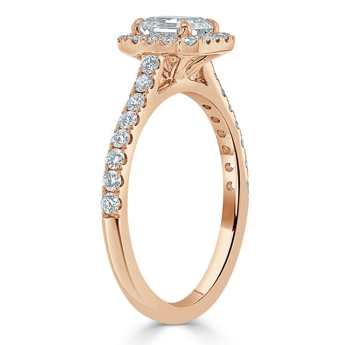 Asscher Cut Lab Diamond Engagement Ring, Classic Halo
