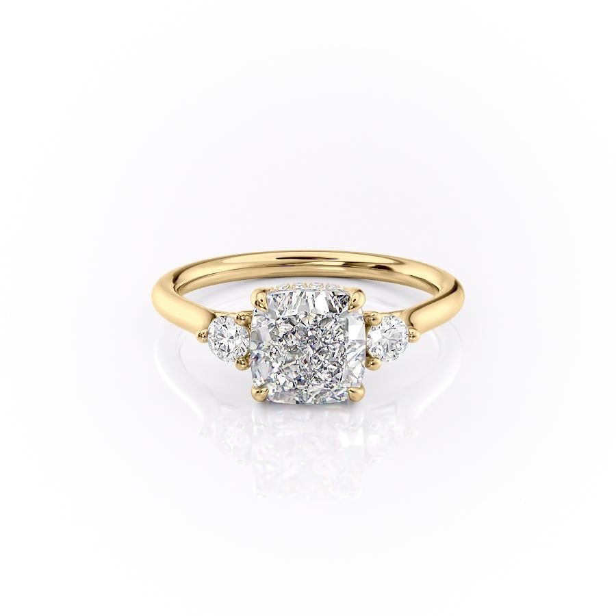 Cushion Cut Lab Diamond 3 Stone Ring