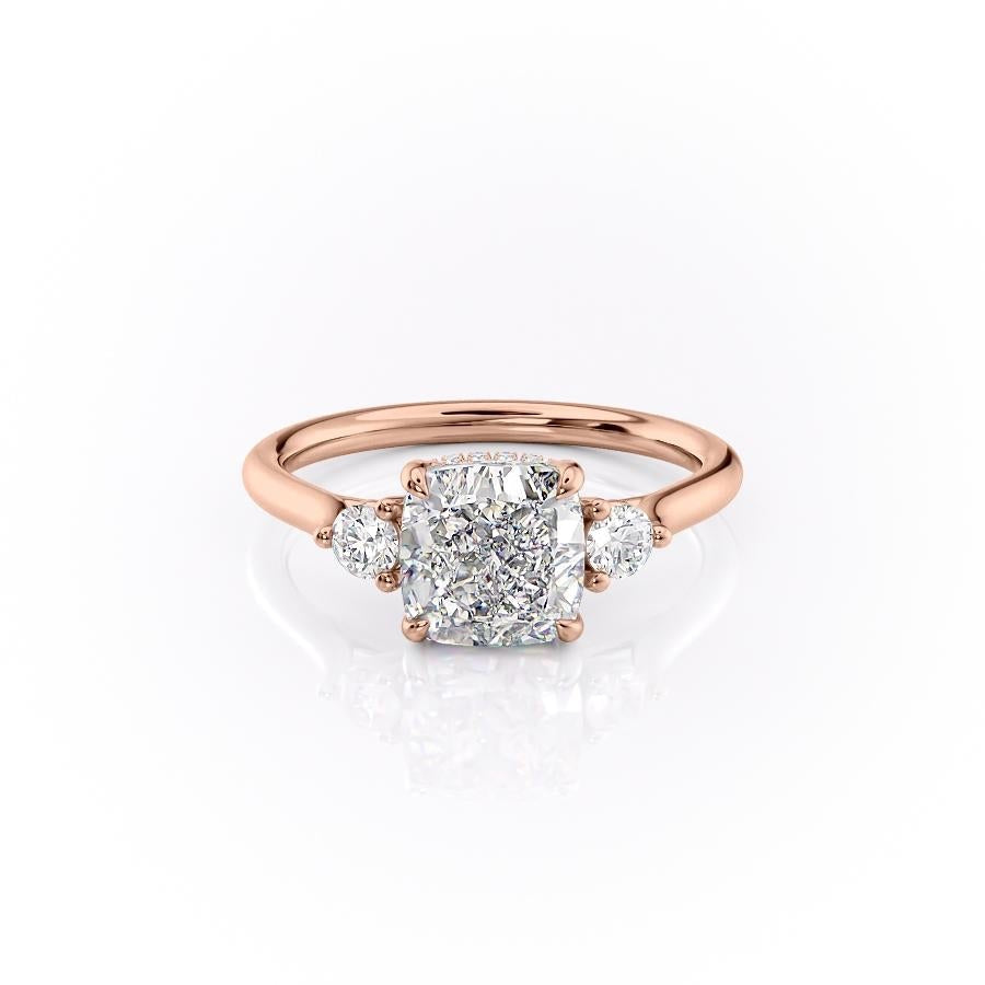 Cushion Cut Lab Diamond 3 Stone Ring