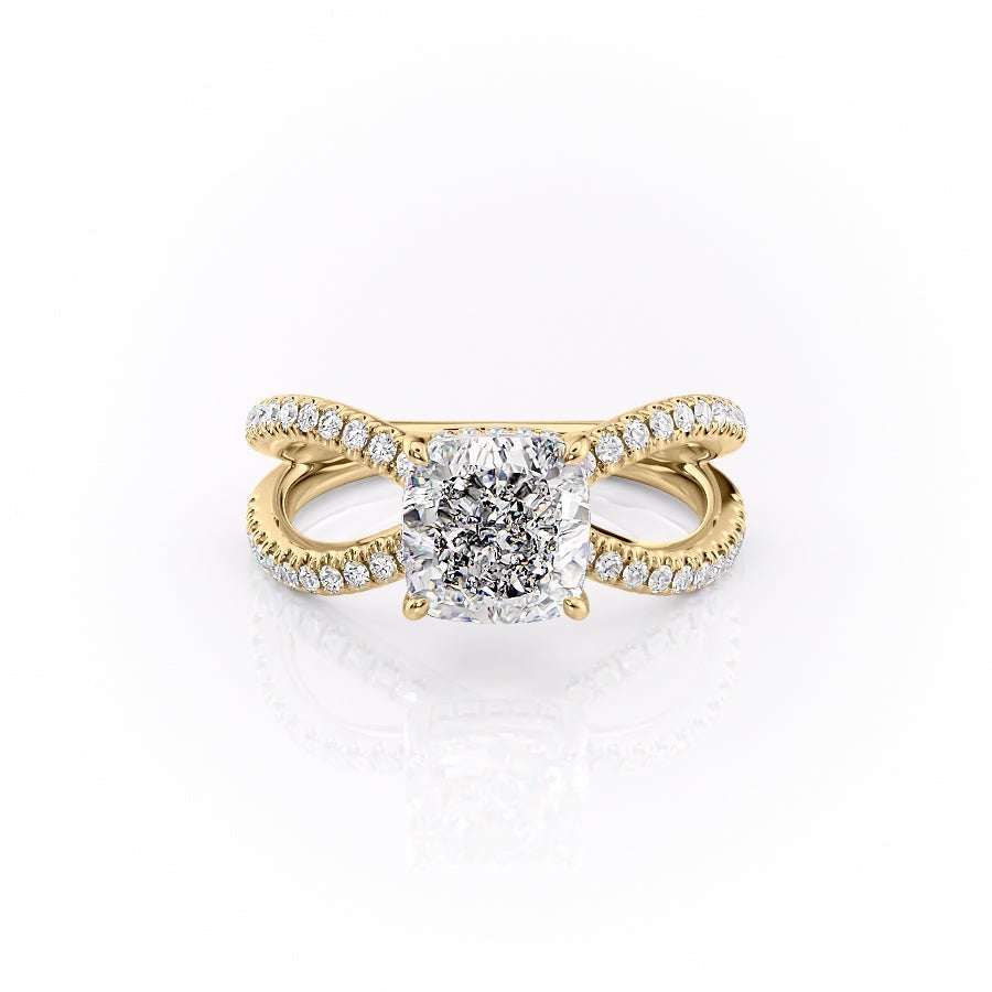 Cushion Cut Lab Diamond Criss-Cross Design