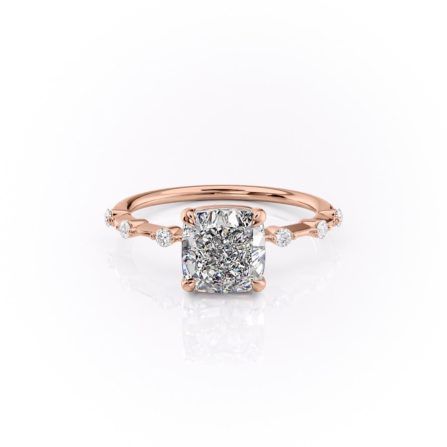 Cushion Cut Lab Diamond Ring, Delicate Vintage Style